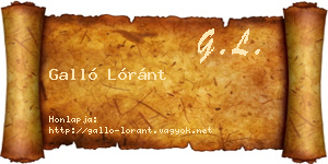 Galló Lóránt névjegykártya